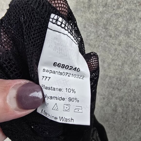 Black Lace Fringe Pants With Elastic Waist & Side Fringe Detailing - Picture 4 of 7